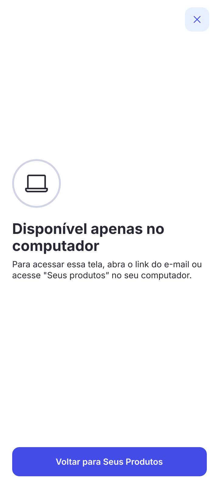 Tela de bloqueio exibida ao acessar via dispositivo móvel