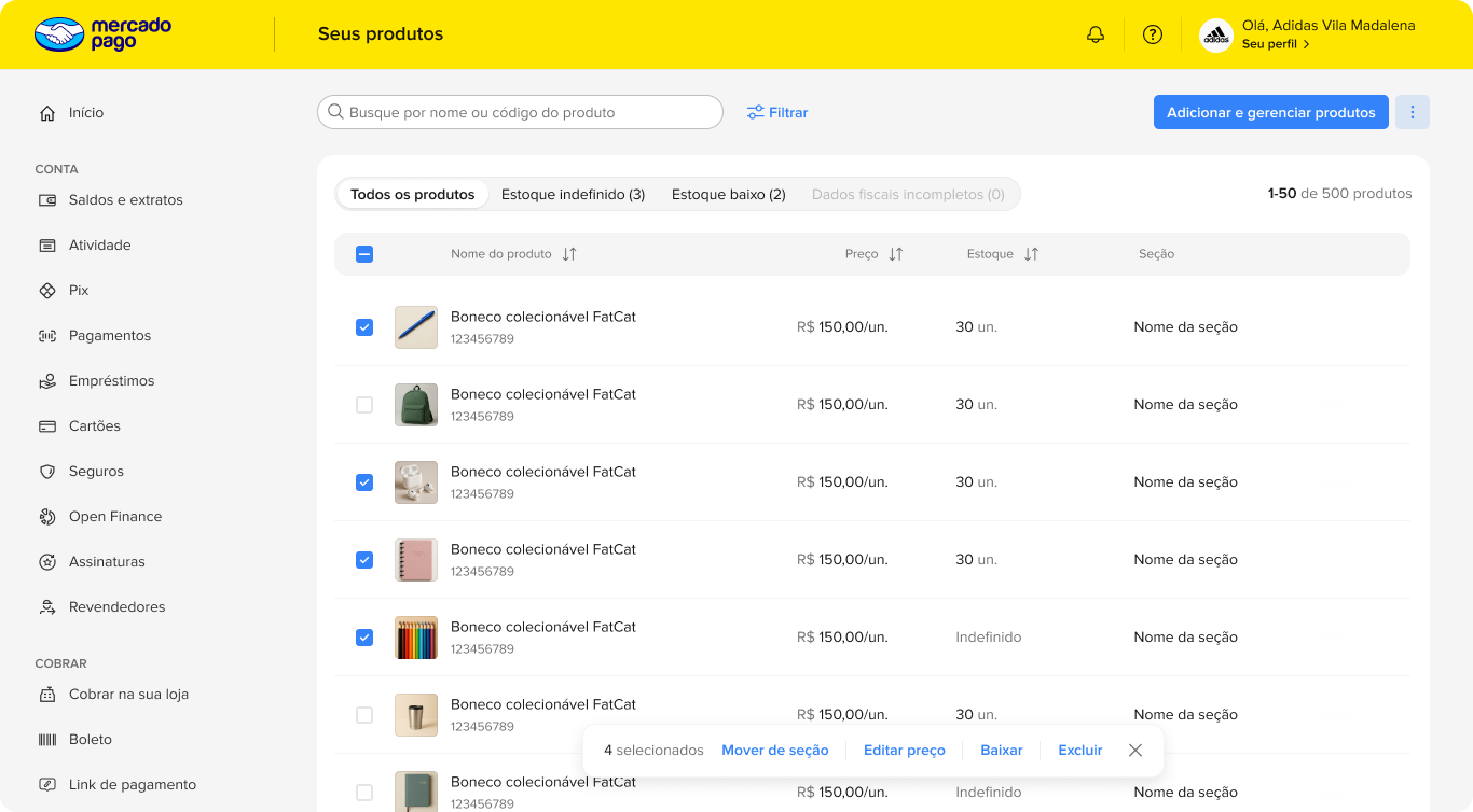 Download via product selection