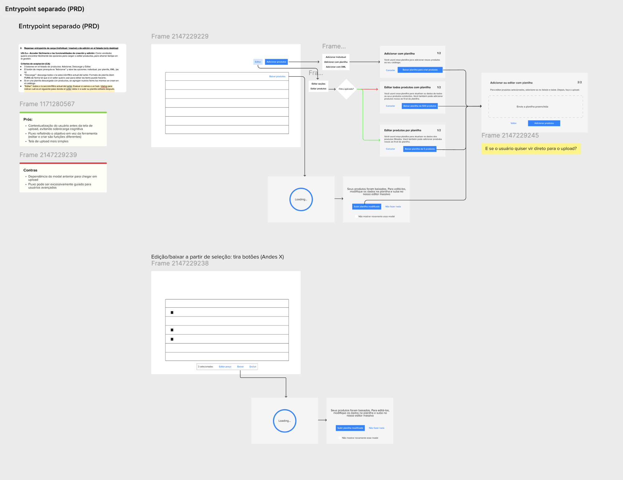 Wireframes of the separate entrypoint as per PRD