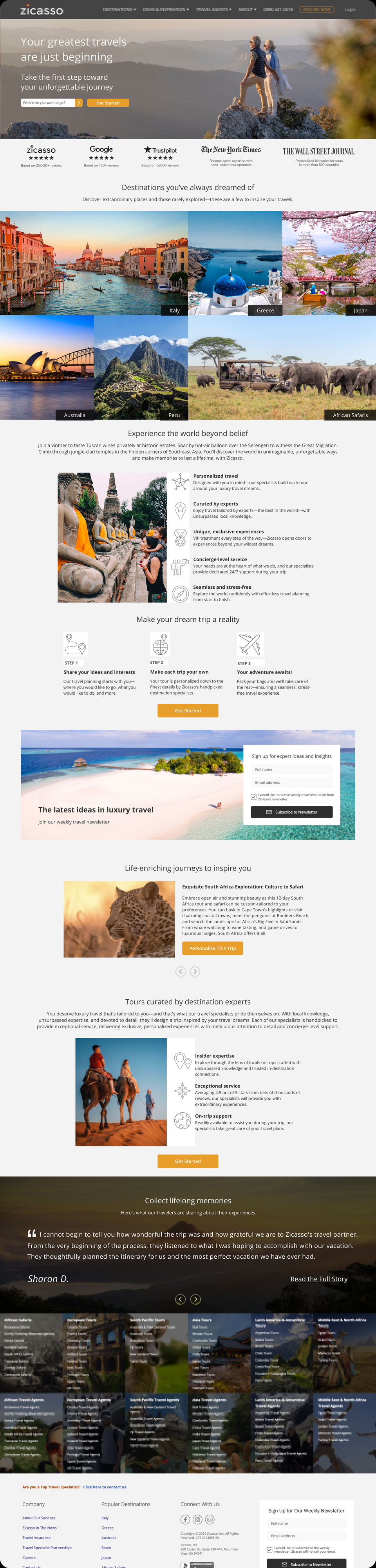 Zicasso homepage, before the redesign